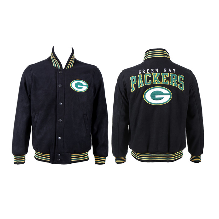 Men's Green Bay Packers Black Stitched Jacket Men's Green Bay Packers Black Stitched Jacket